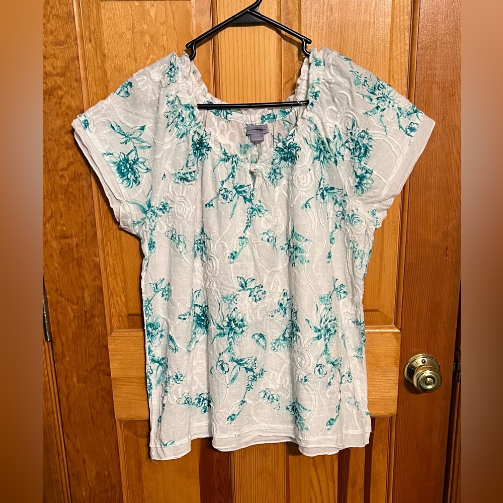 Laura Scott Cotton Floral Top XL